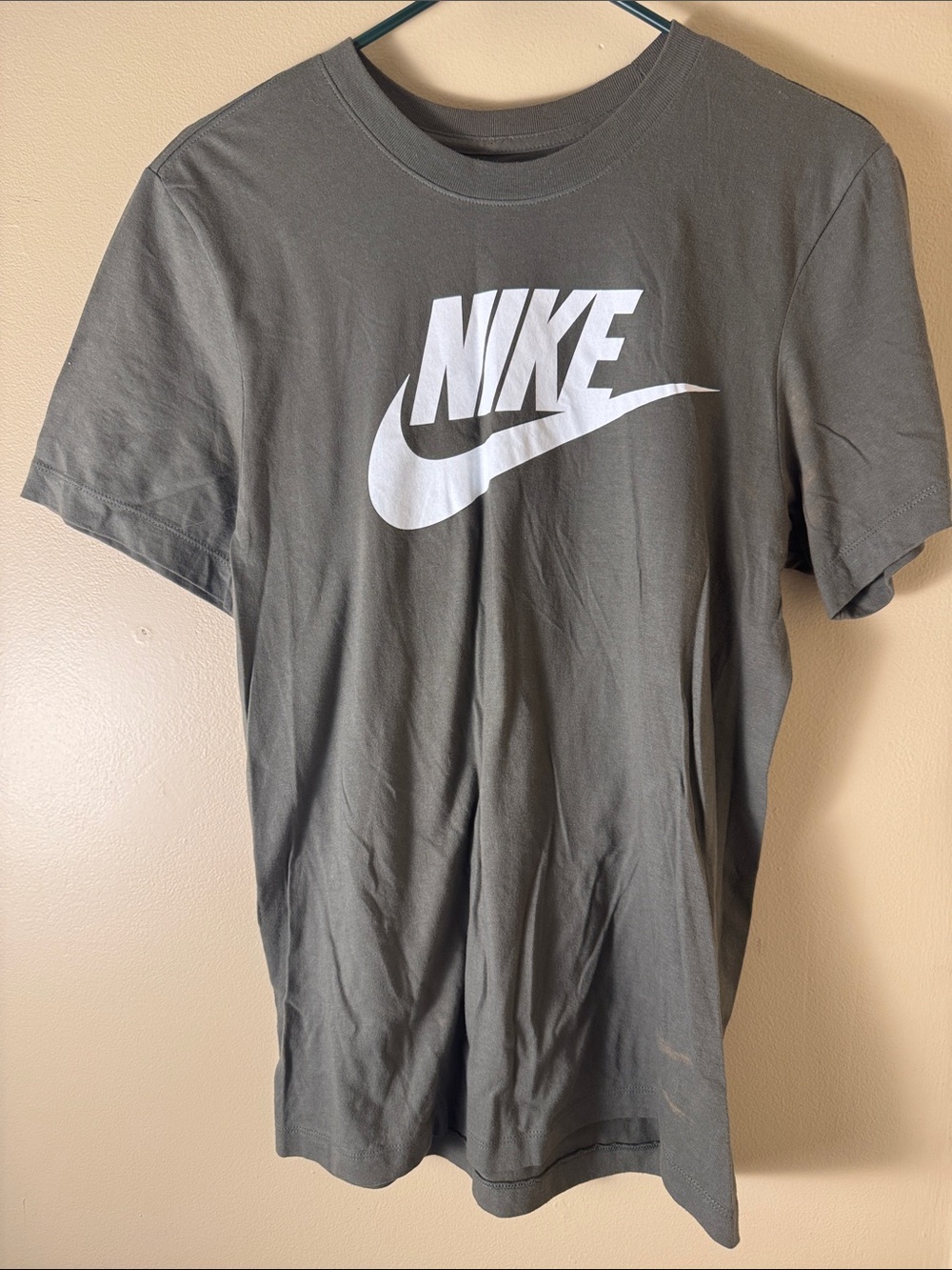 Nike Olive Green Short Sleeve Tee with White Logo